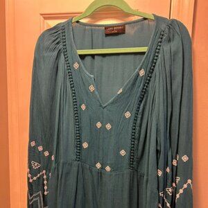 Peacock blue with embroidery